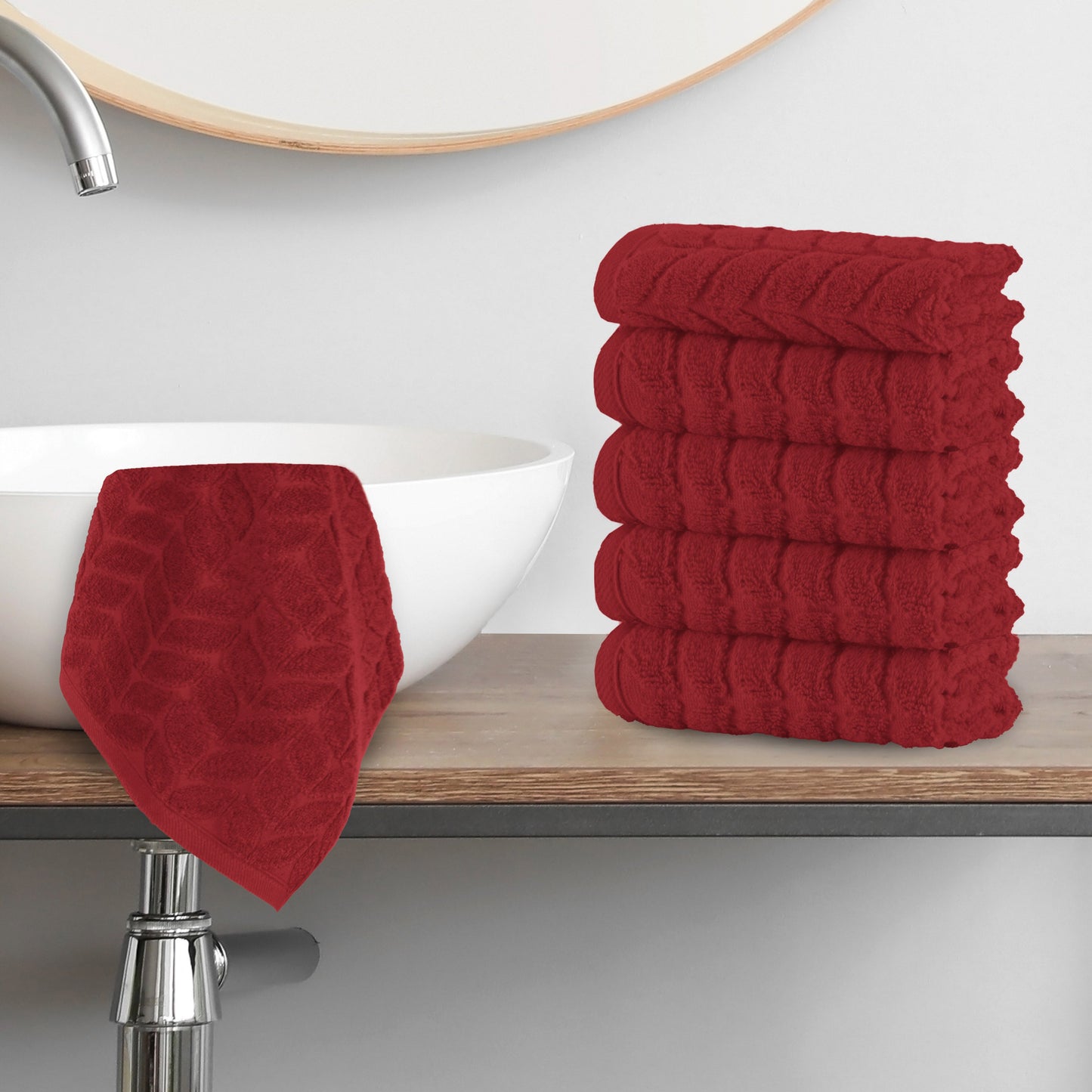 Elegant Comfort 6-Pack Premium Turkish Cotton Braided Washcloths Set, 13 x 13 inch