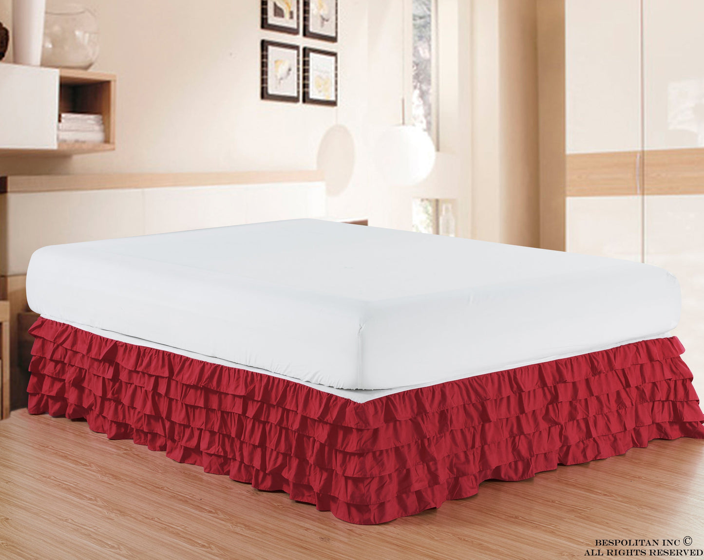 Mocassi Luxurious 1500 Series Egyptian Quality Microfiber 1-Piece Multi-Ruffle Bed Skirt 15 inch Drop