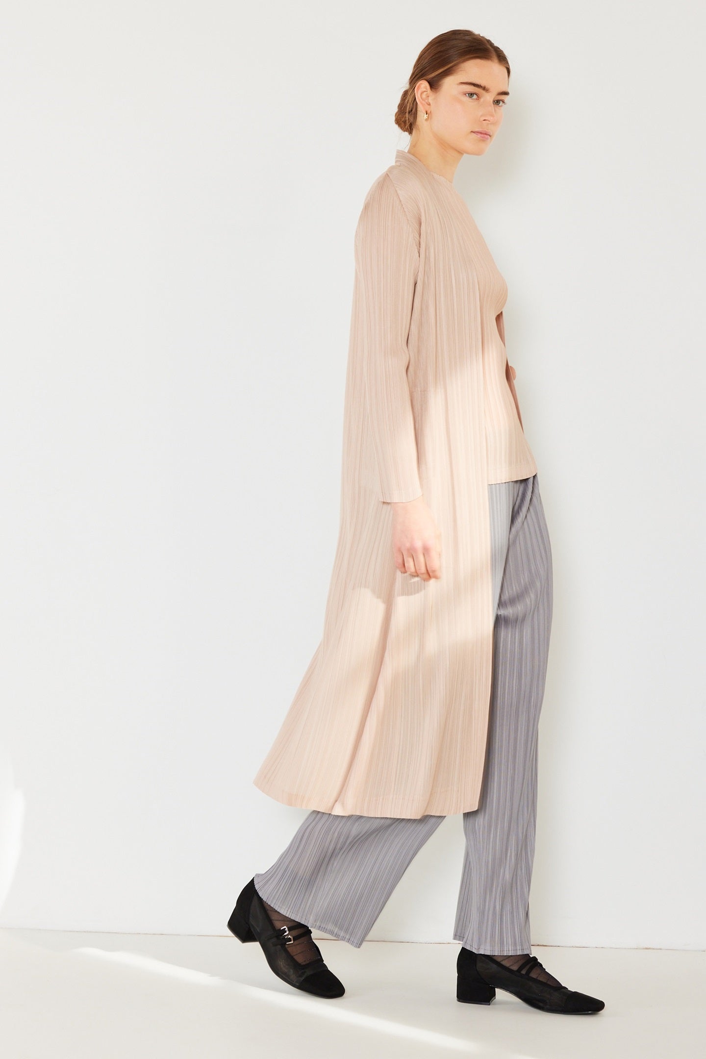 Marina West C02LG Pleated Long Sleeve Cardigan Duster