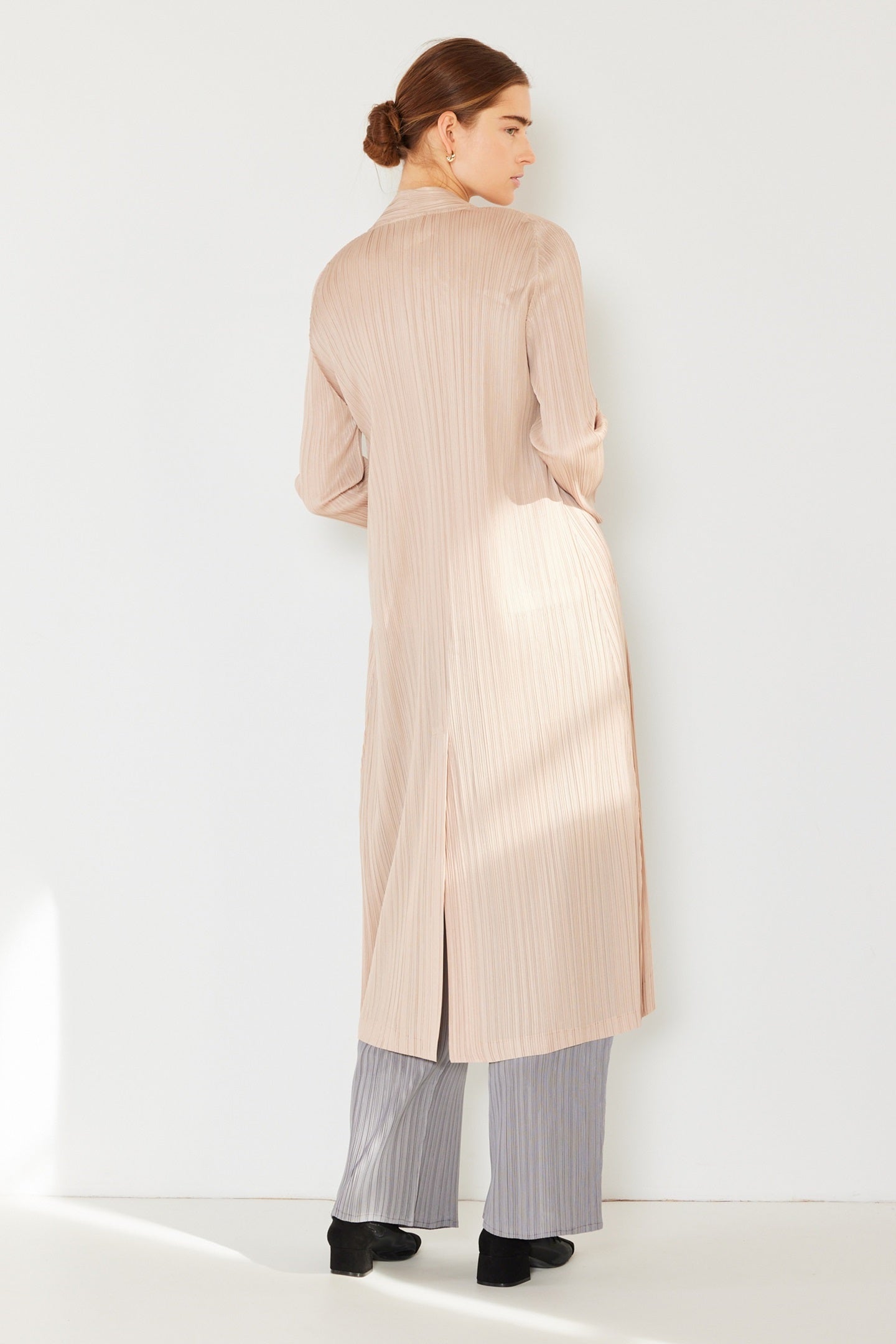Marina West C02LG Pleated Long Sleeve Cardigan Duster