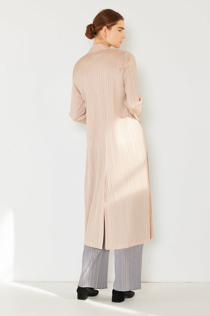 Marina West C02LG Pleated Long Sleeve Cardigan Duster