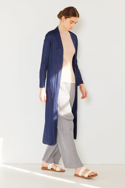 Marina West C02LG Pleated Long Sleeve Cardigan Duster