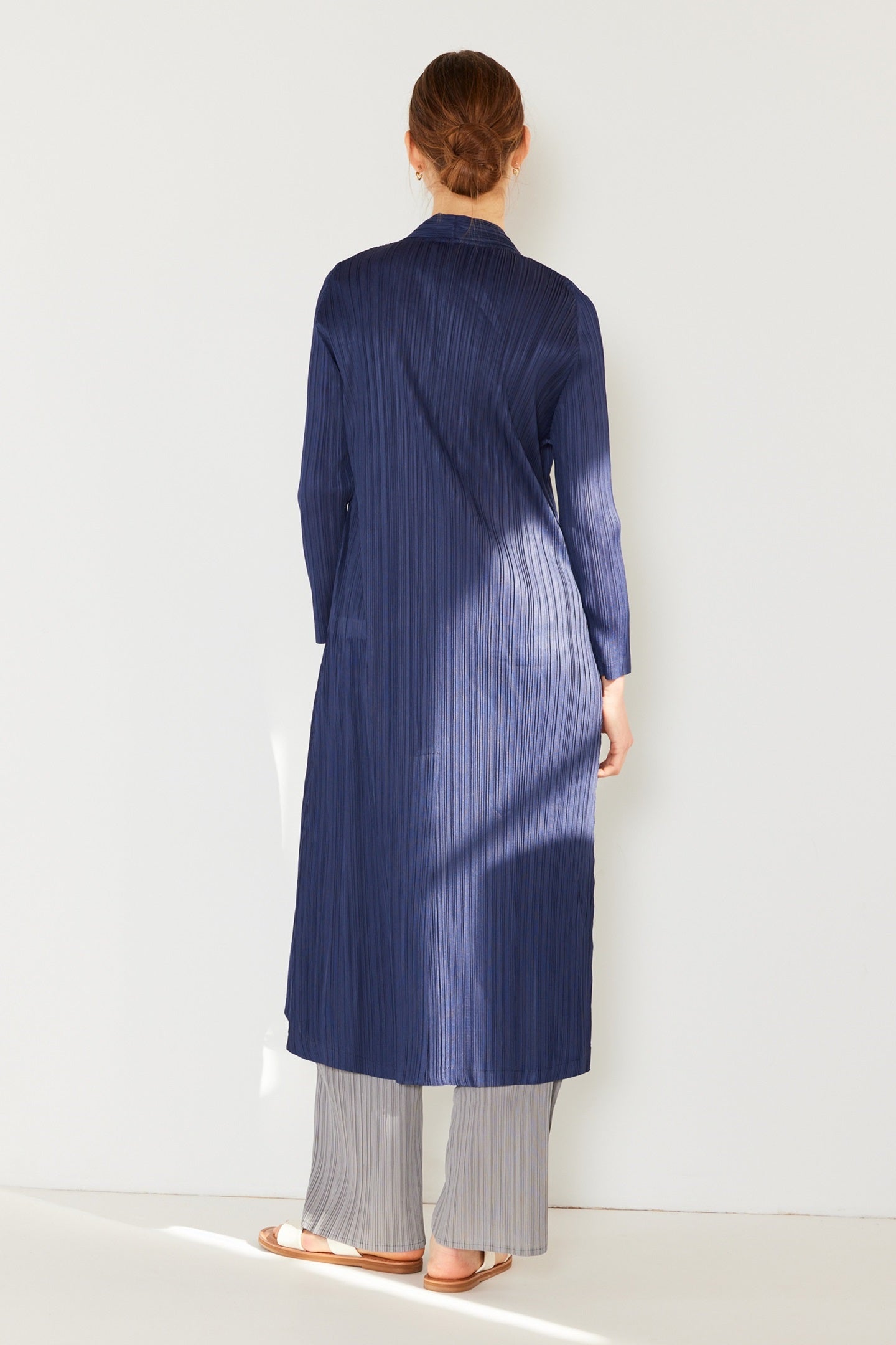 Marina West C02LG Pleated Long Sleeve Cardigan Duster