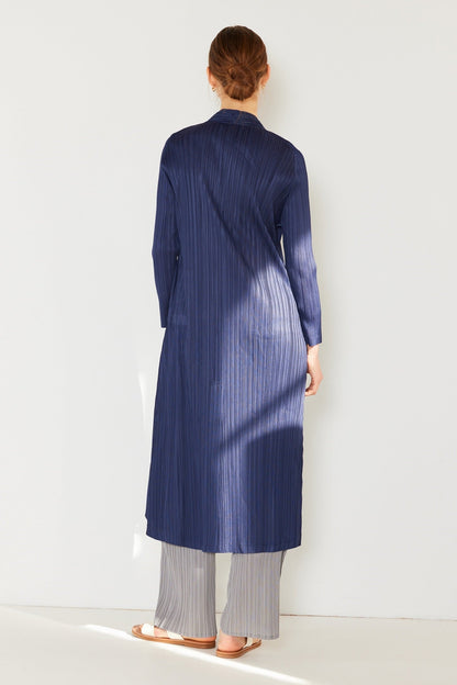 Marina West C02LG Pleated Long Sleeve Cardigan Duster
