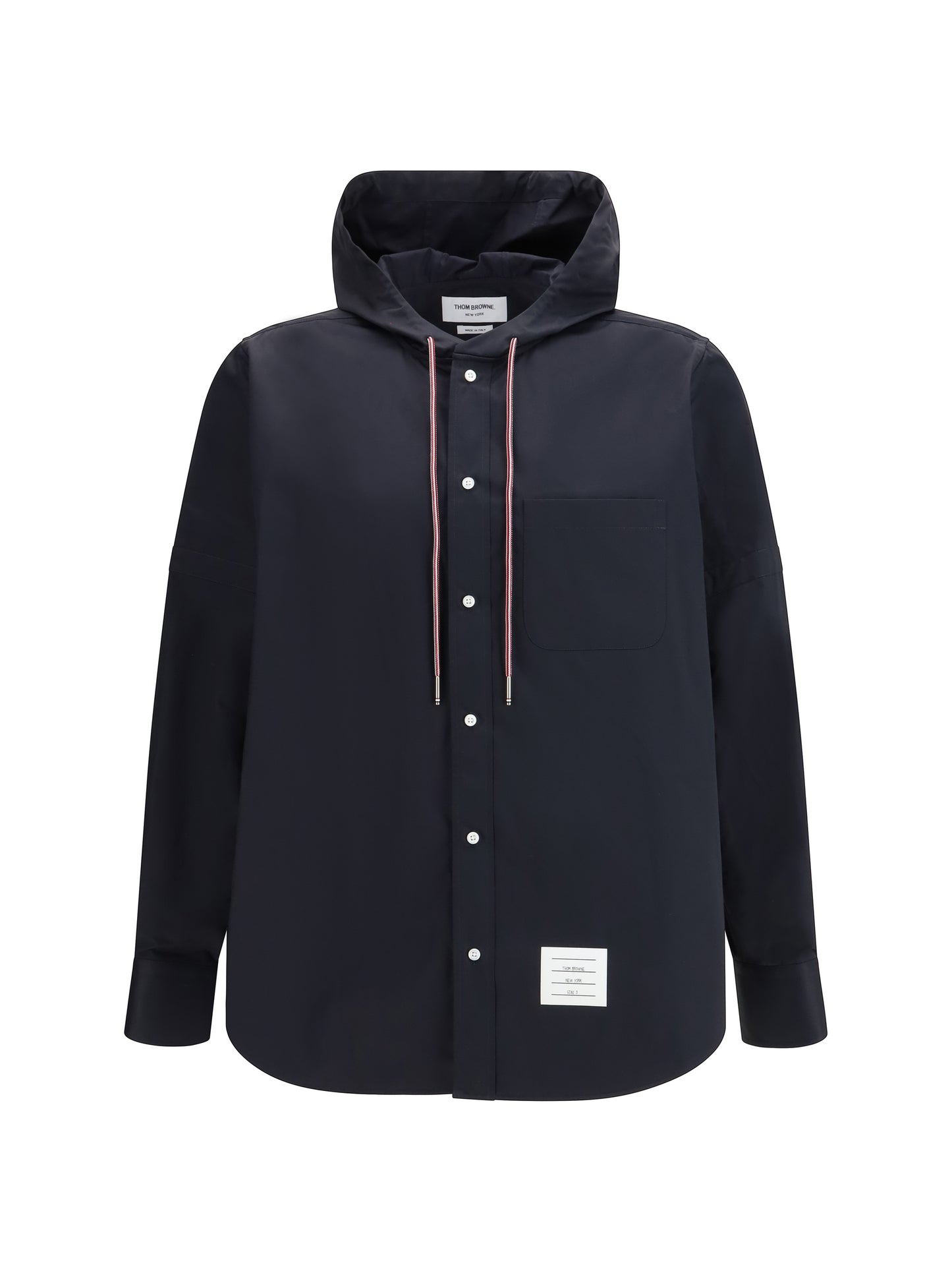 Hooded Shirt Jacket Navy Nylon-Cotton