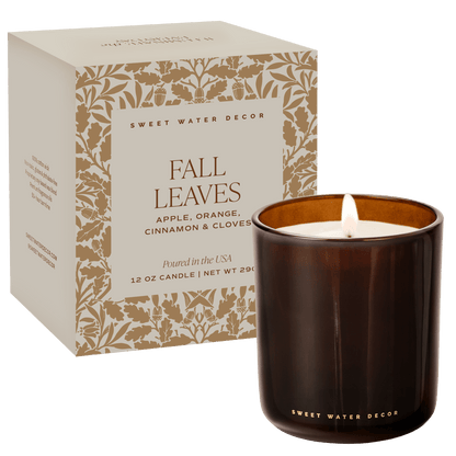 Fall Leaves Soy Candle - Boxed Amber Tinted Glass Jar - 12 oz