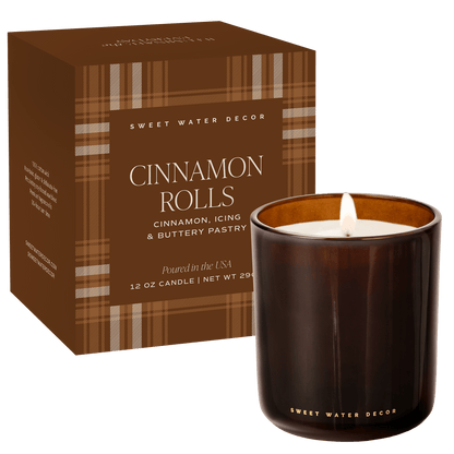 Cinnamon Rolls Soy Candle - Boxed Amber Tinted Glass Jar - 12 oz