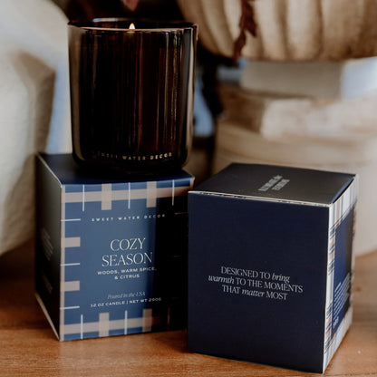 Cozy Season Soy Candle - Boxed Amber Tinted Glass Jar - 12 oz