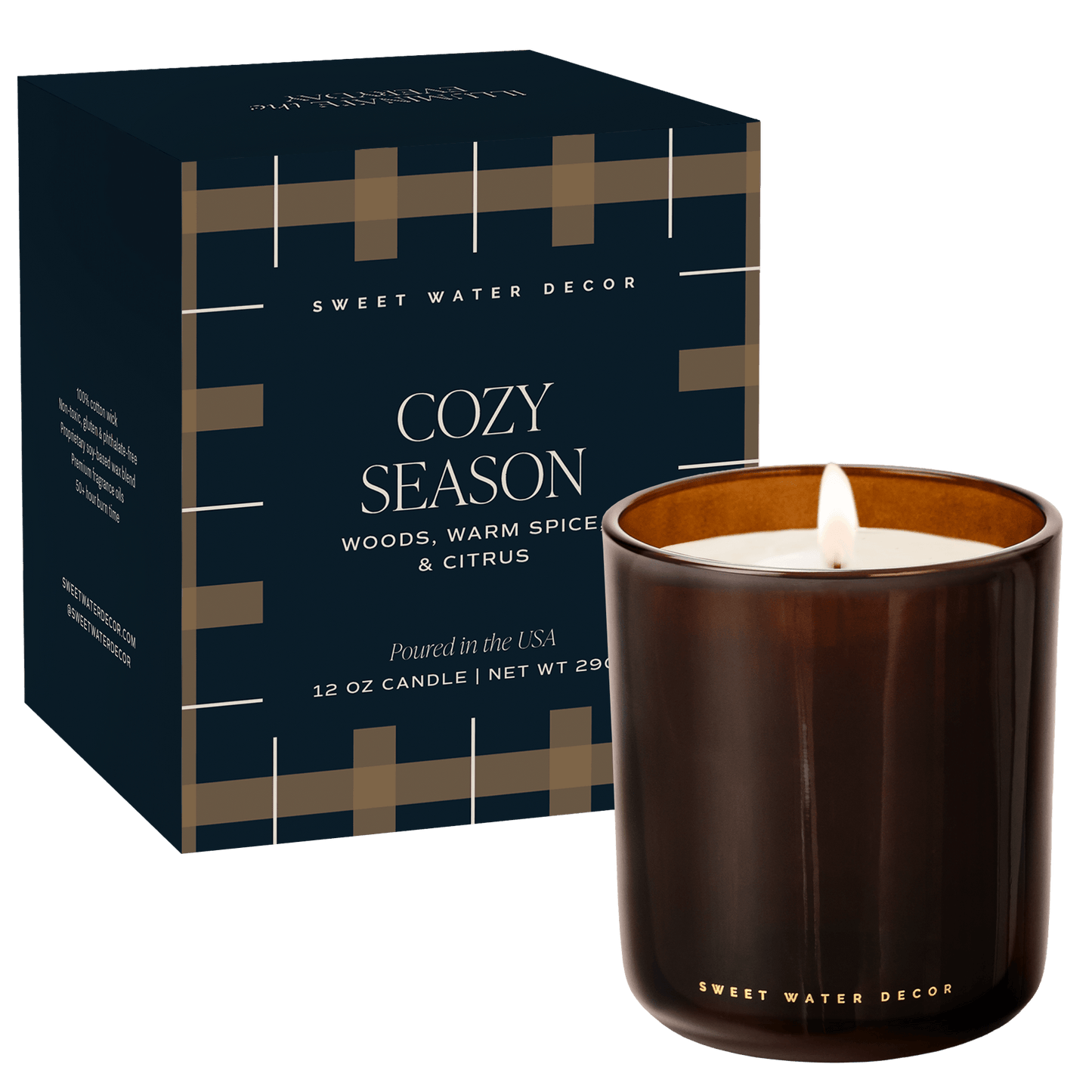Cozy Season Soy Candle - Boxed Amber Tinted Glass Jar - 12 oz
