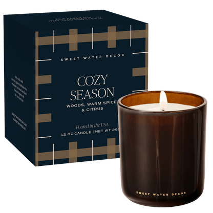 Cozy Season Soy Candle - Boxed Amber Tinted Glass Jar - 12 oz