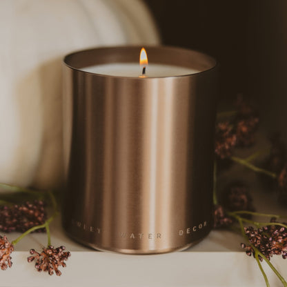 Hello Fall Soy Candle - Bronze Metal Aluminum Jar - 10 oz