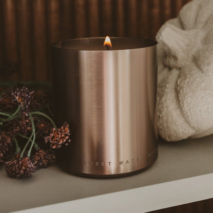Hello Fall Soy Candle - Bronze Metal Aluminum Jar - 10 oz