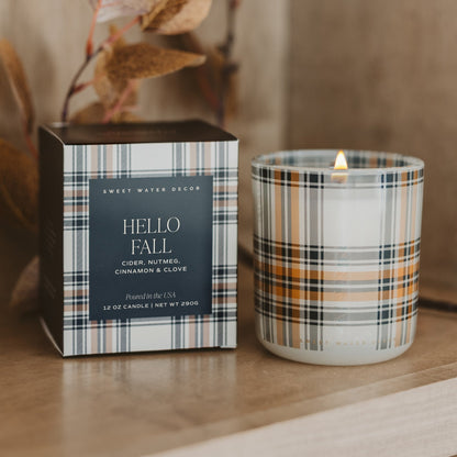 Hello Fall Soy Candle - Boxed Tinted Glass Jar - 12 oz
