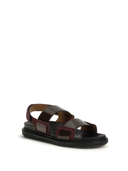Sandals Fussbett Dark Brown/Bordeaux