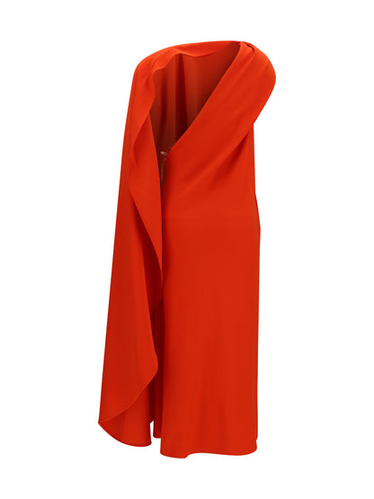 Maxi Dress Draped Silk Sunset Red