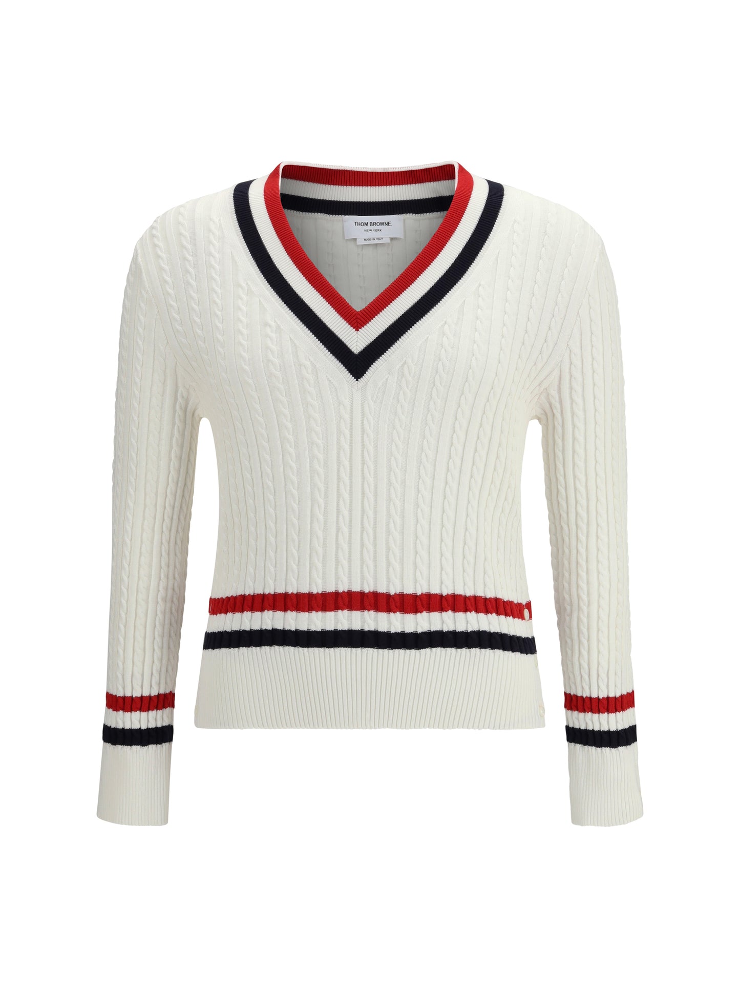 V-Neck Sweater White Cotton