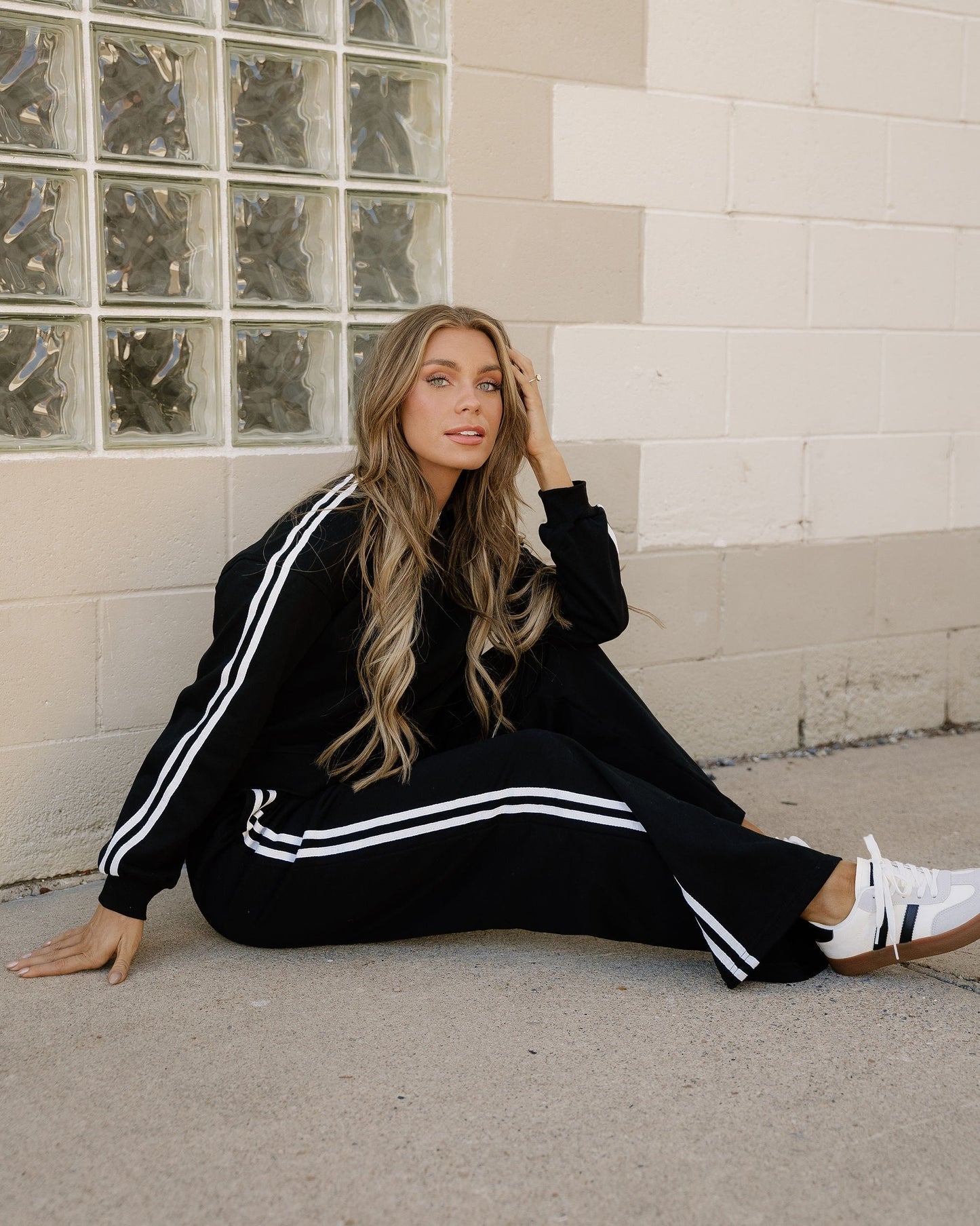 Pullover Wide Leg Pants 2pcs Outfit - Black