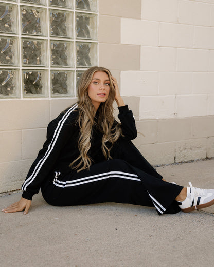 Pullover Wide Leg Pants 2pcs Outfit - Black