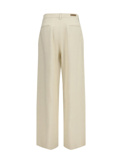 Wide Leg Canvas Pants Light Beige