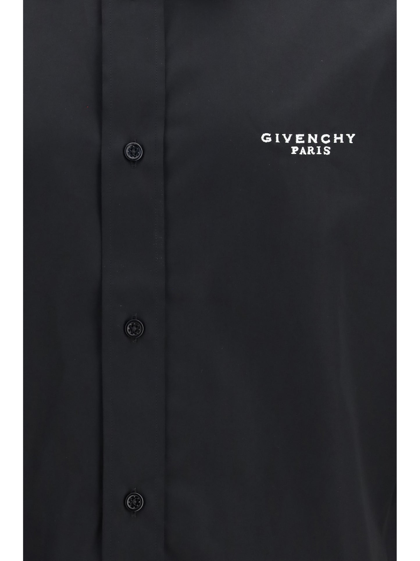 Shirt Poplin Embroidered Black