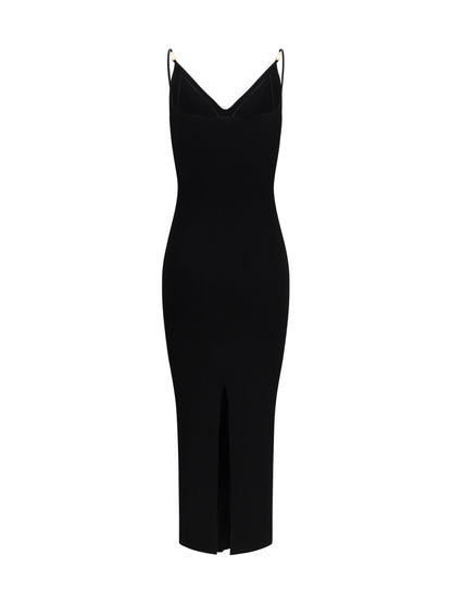 Slip Midi Dress Safety Pin Black