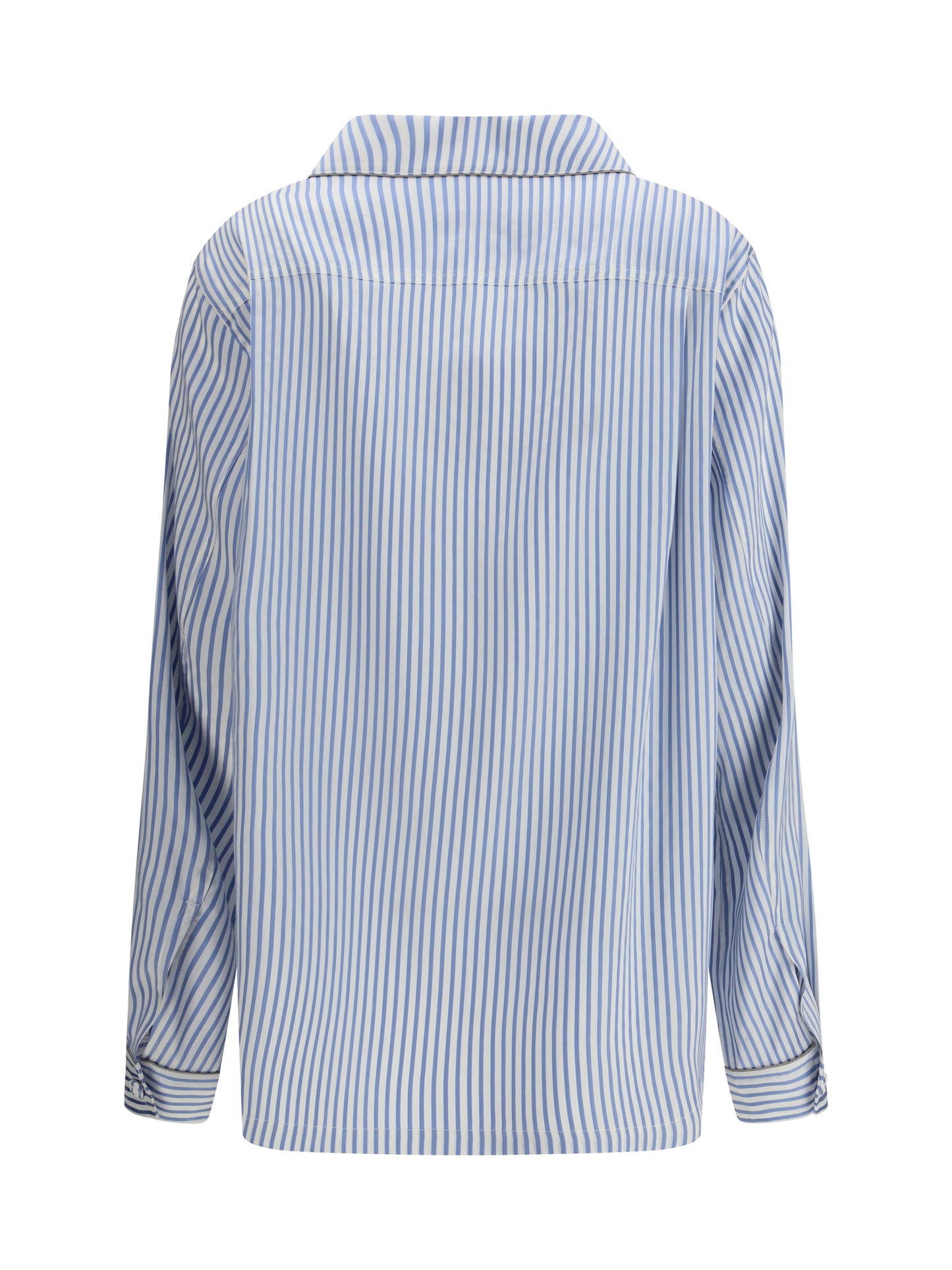 Silk PJ Shirt Sky Blue/Off White