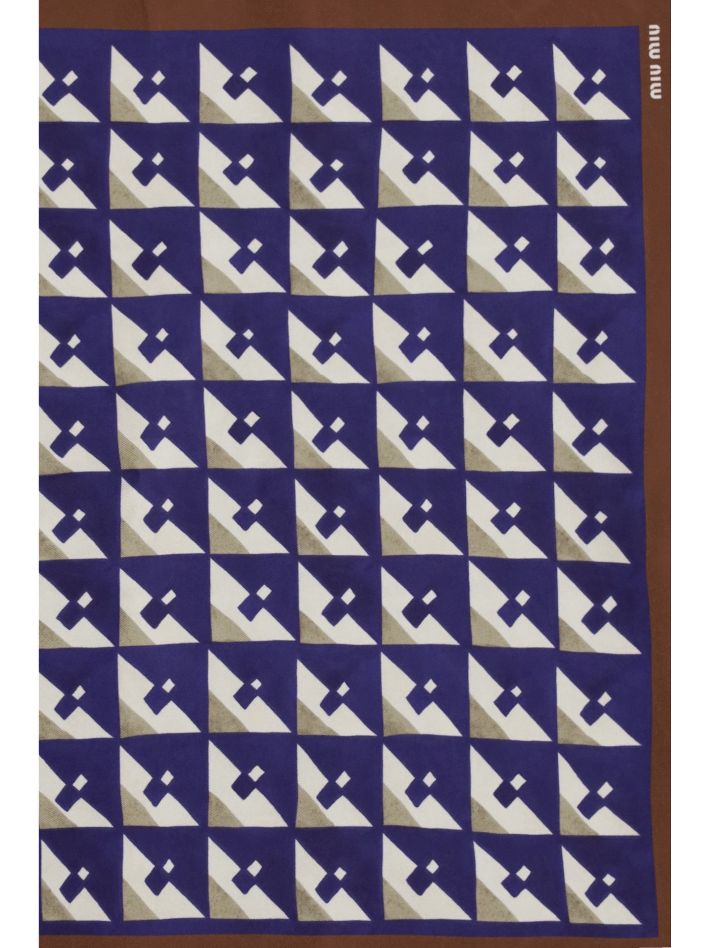 Scarf Geometric Print Silk Tobacco/Ink