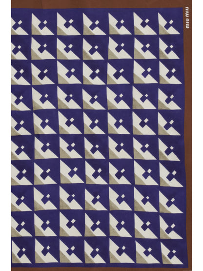 Scarf Geometric Print Silk Tobacco/Ink