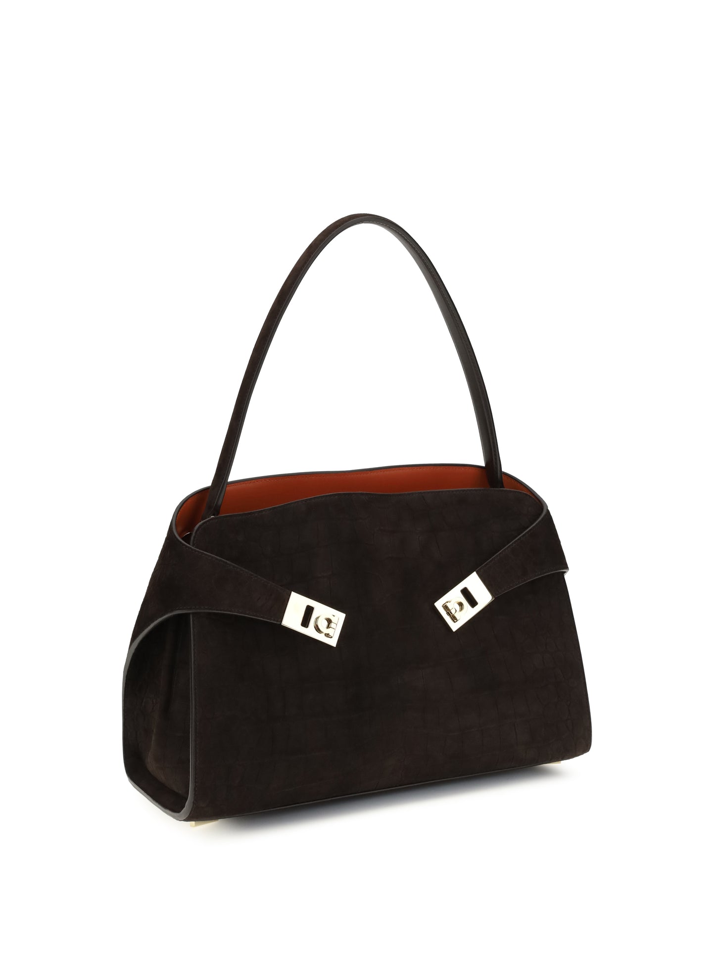 Shoulder Bag Hug Soft Dark Brown Suede