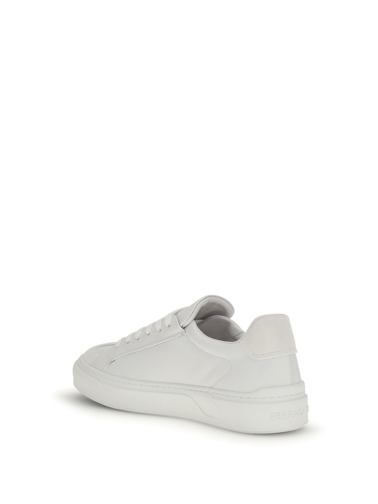 Sneakers Gancini White Calf Leather