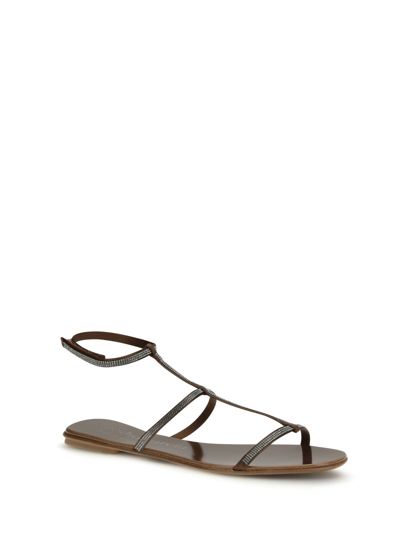 Sandals With Rhinestones Nutmeg Satin