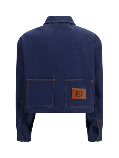 Cropped Denim Jacket Navy