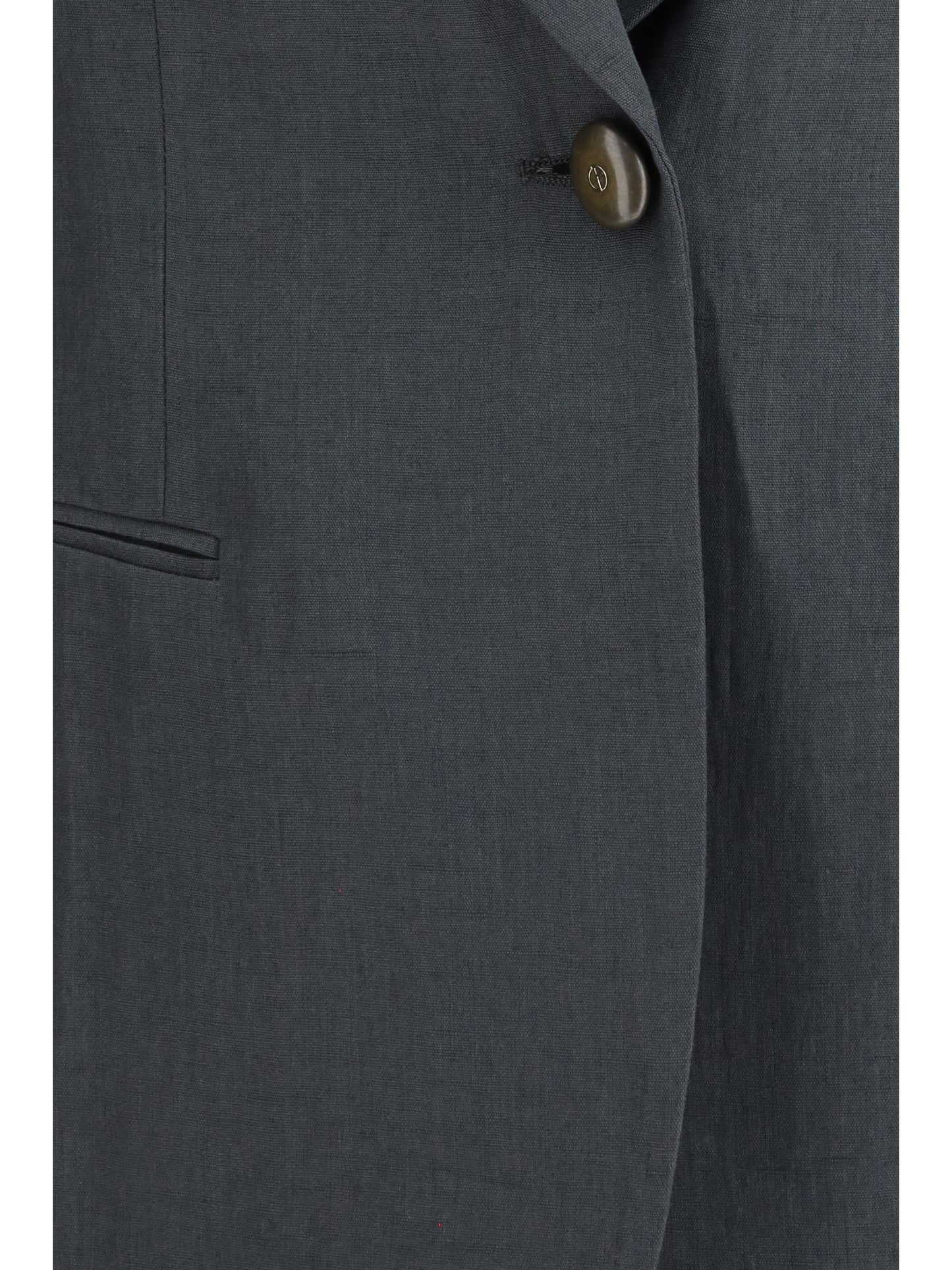 Single-Breasted Linen Jacket Dark Shadow