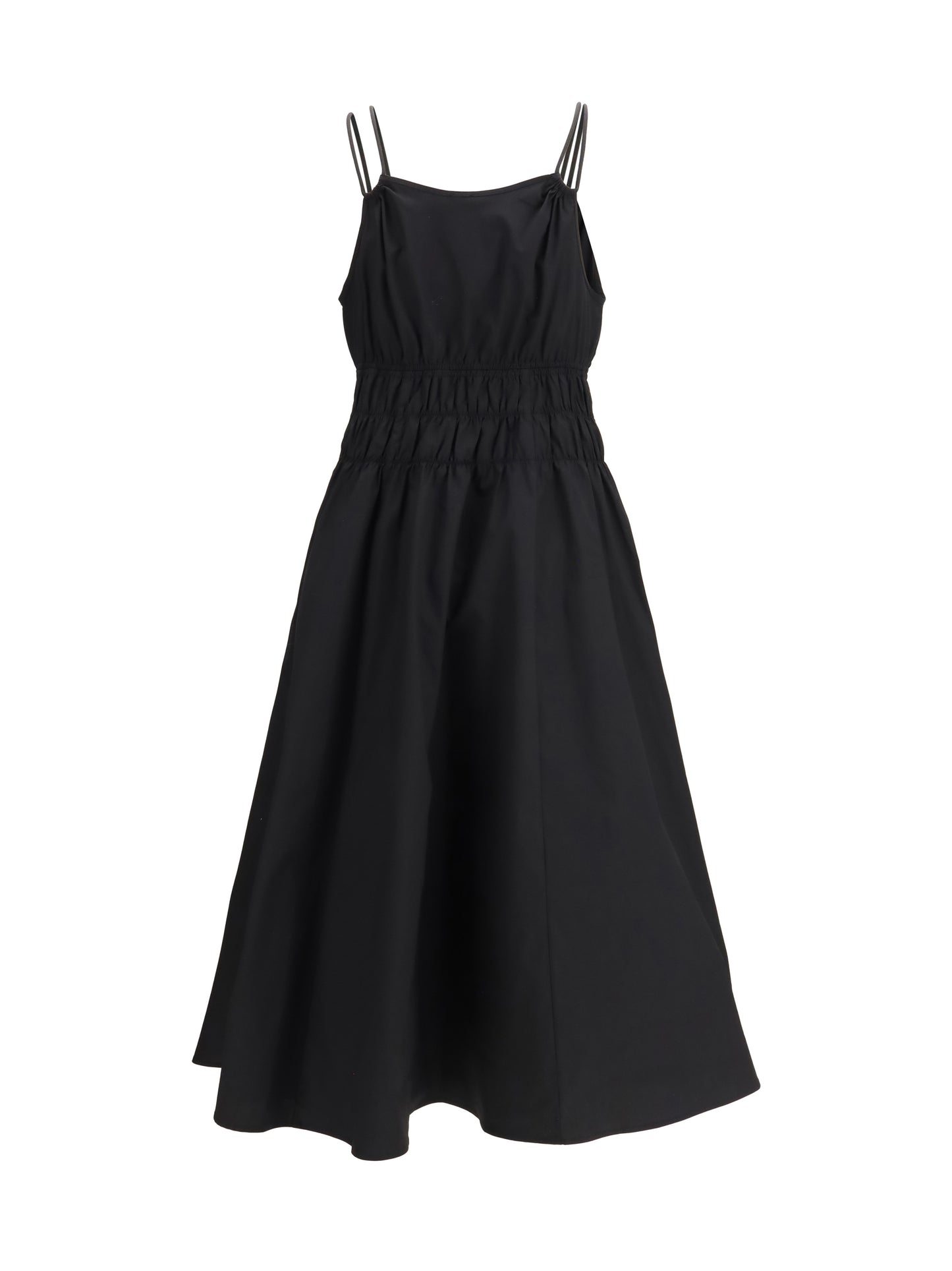 Dress Shirred V-Neck Black