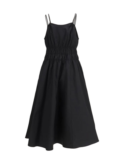 Dress Shirred V-Neck Black