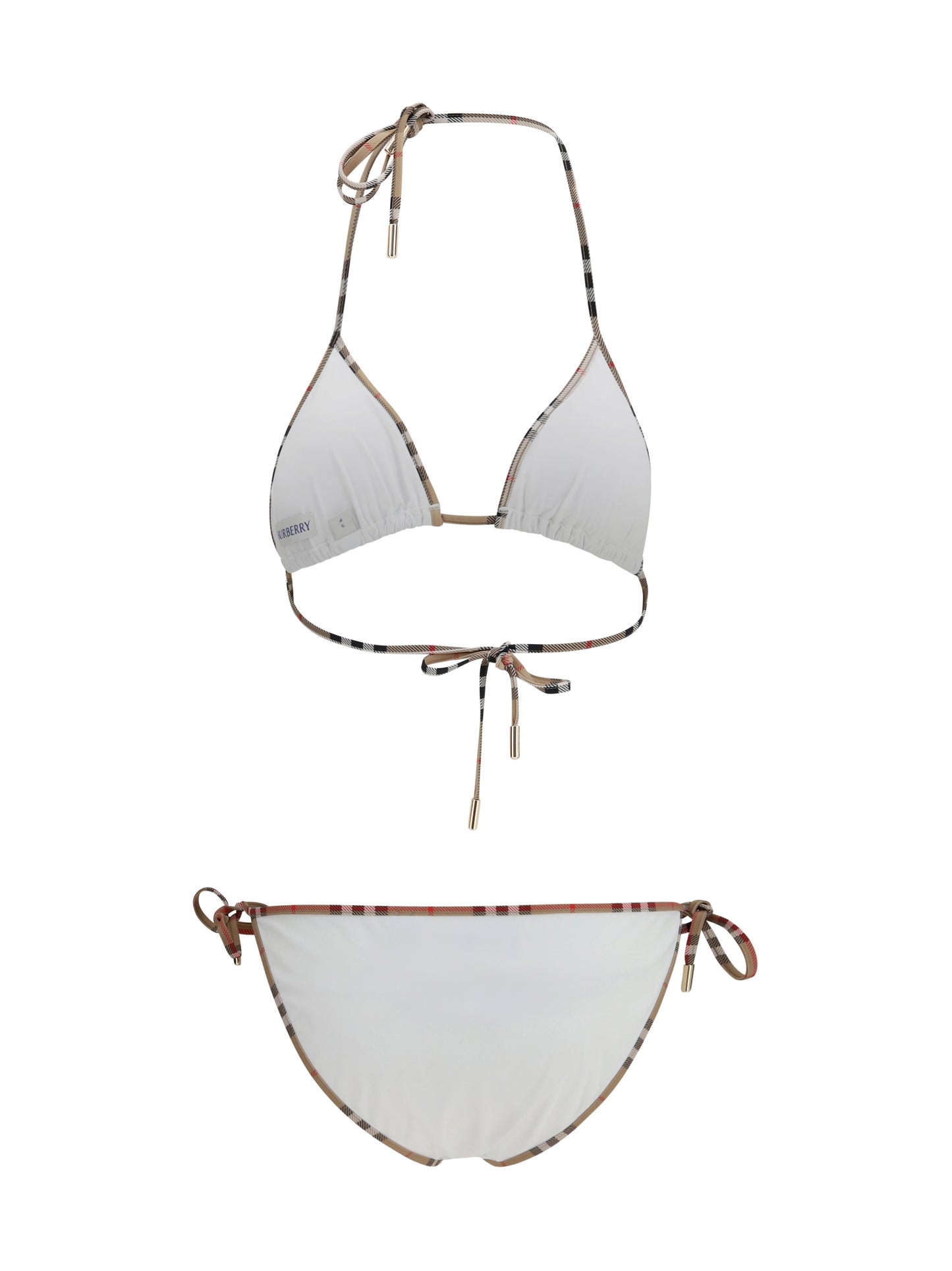 Triangle Bikini Check Detail White