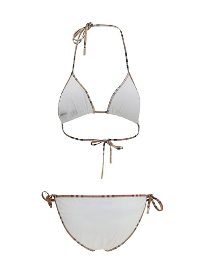 Triangle Bikini Check Detail White