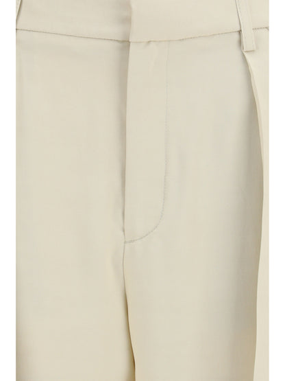 Wide Leg Canvas Pants Light Beige