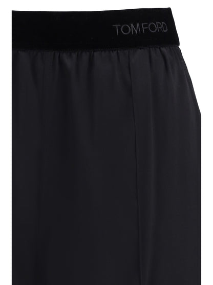 Trousers Stretch Silk Satin Black