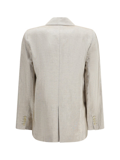 Double-Breasted Jacket Linen Lurex