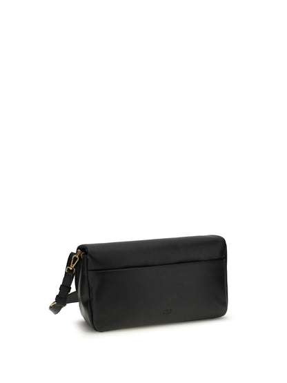 Baguette Shoulder Bag, Calf Leather, Black/Antique Gold