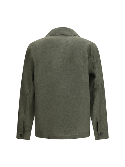 Shirt Serafino Linen Olive