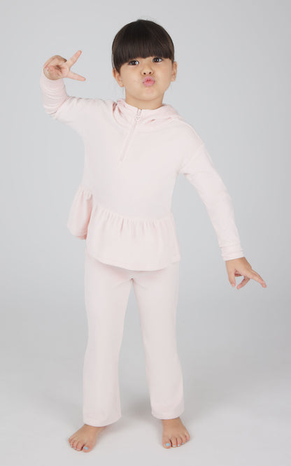 Toddler Girls Velour Hoodie Jacket & Flare Pant & Scrunchie Set