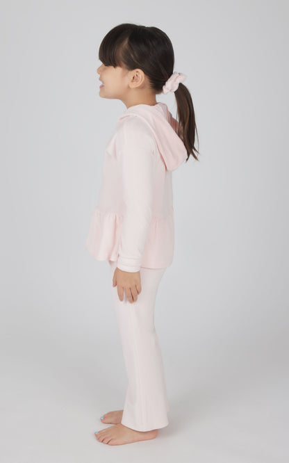 Toddler Girls Velour Hoodie Jacket & Flare Pant & Scrunchie Set