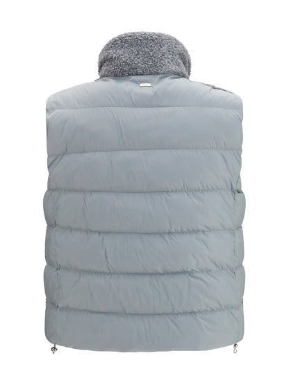 Padded Vest Shearling Front Pearl Grey