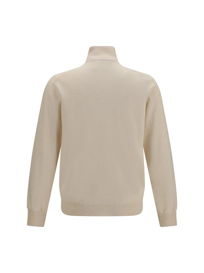 Turtleneck Cashmere Sweater Cream/Grey