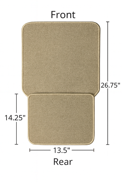 4 Piece Set of Car Floor Mats Front 26.75 x 14.25 inches, Rear 13.5 x 20 inches