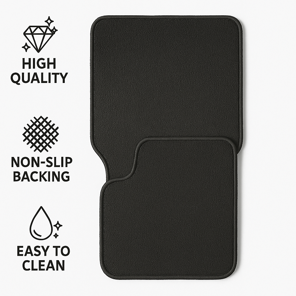 4 Piece Set of Car Floor Mats Front 26.75 x 14.25 inches, Rear 13.5 x 20 inches