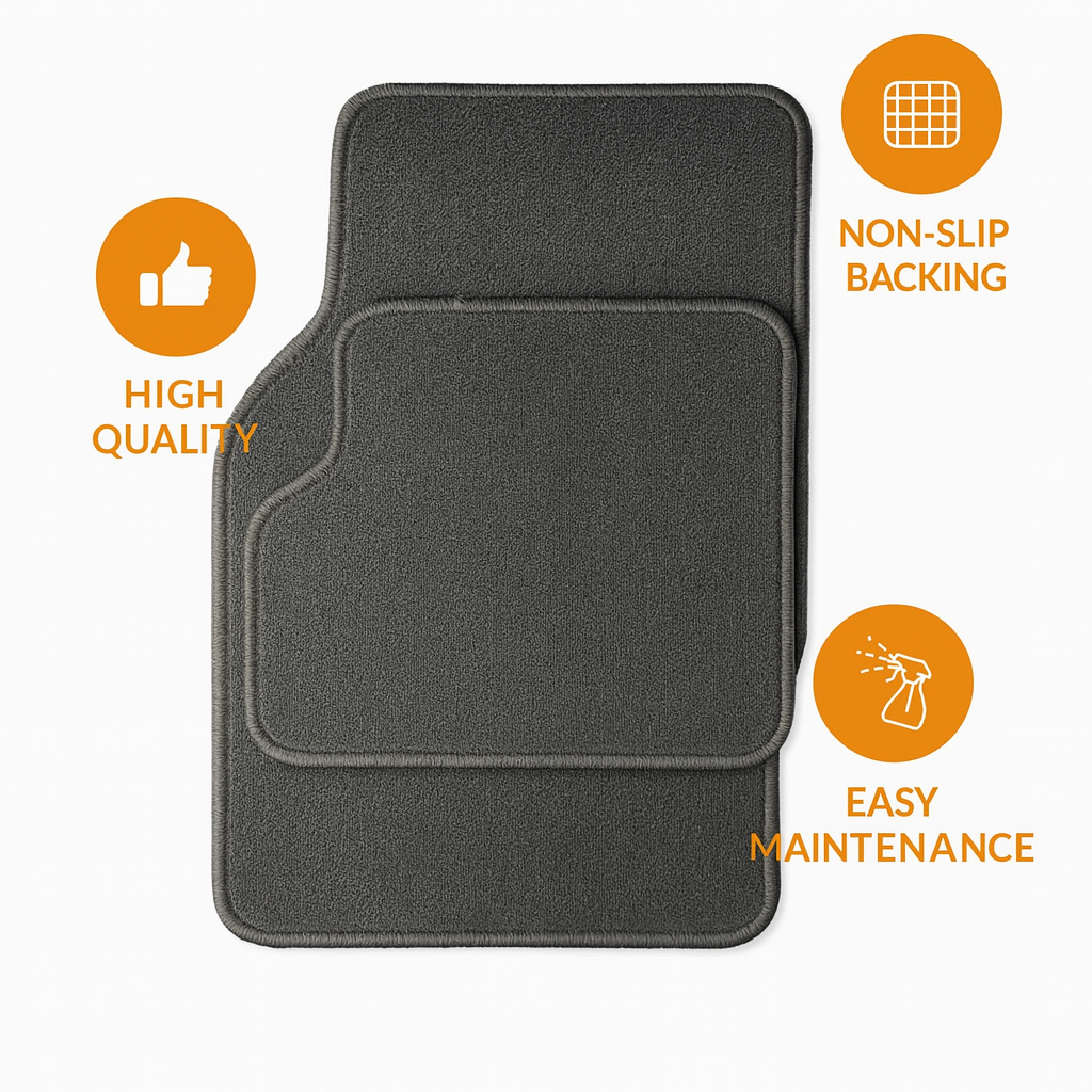 4 Piece Set of Car Floor Mats Front 26.75 x 14.25 inches, Rear 13.5 x 20 inches