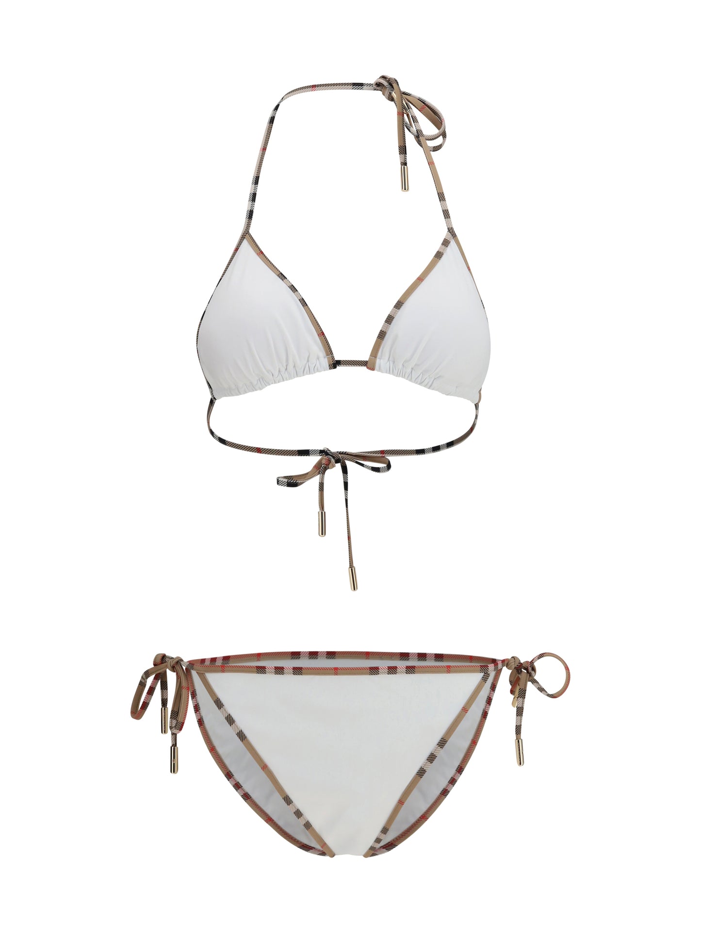 Triangle Bikini Check Detail White